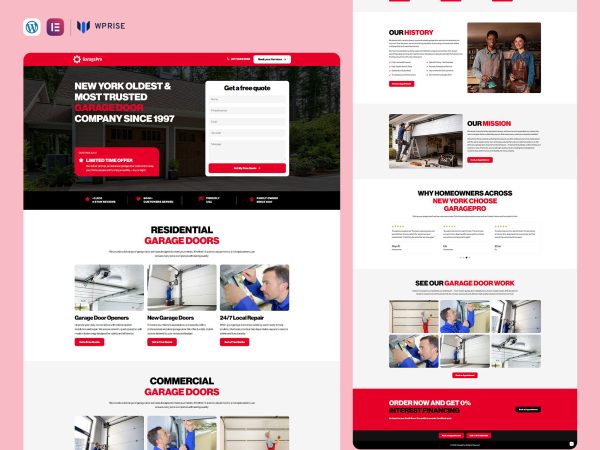 GaragePro - Garage Door Repair Services Landing Page for Lead Generation