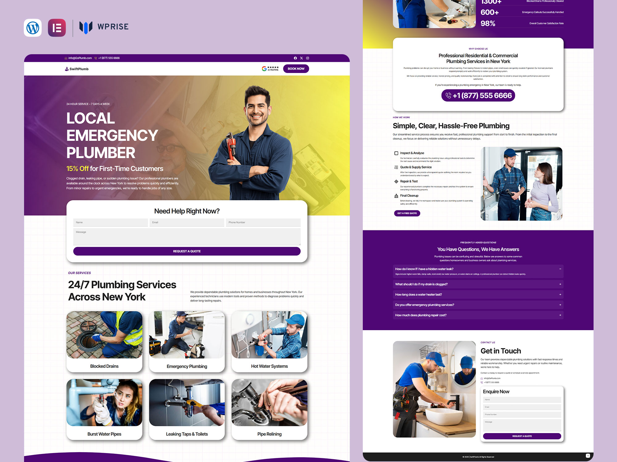 SwiftPlumb - Plumbing Services Lead Generation Landing Page