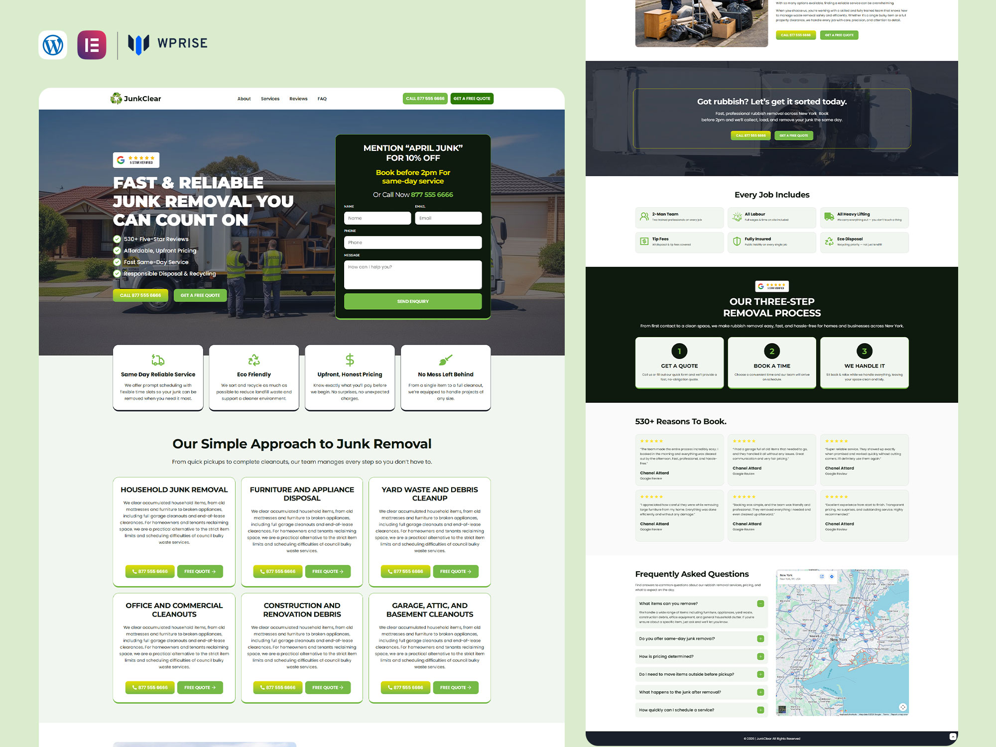 JunkClear – Junk Removal Lead Generation Landing Page