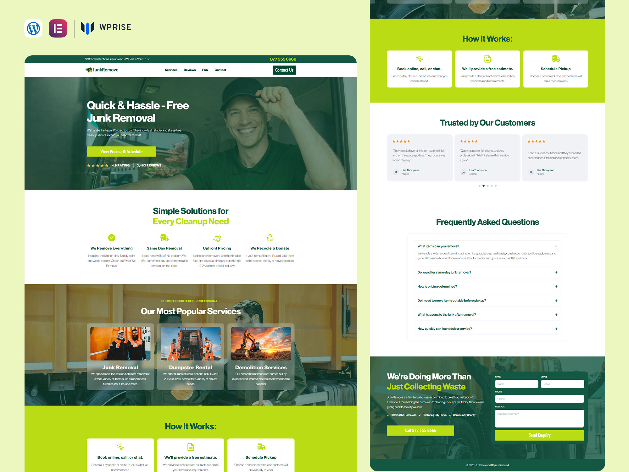 JunkRemove – Junk Removal Lead Generation Landing Page