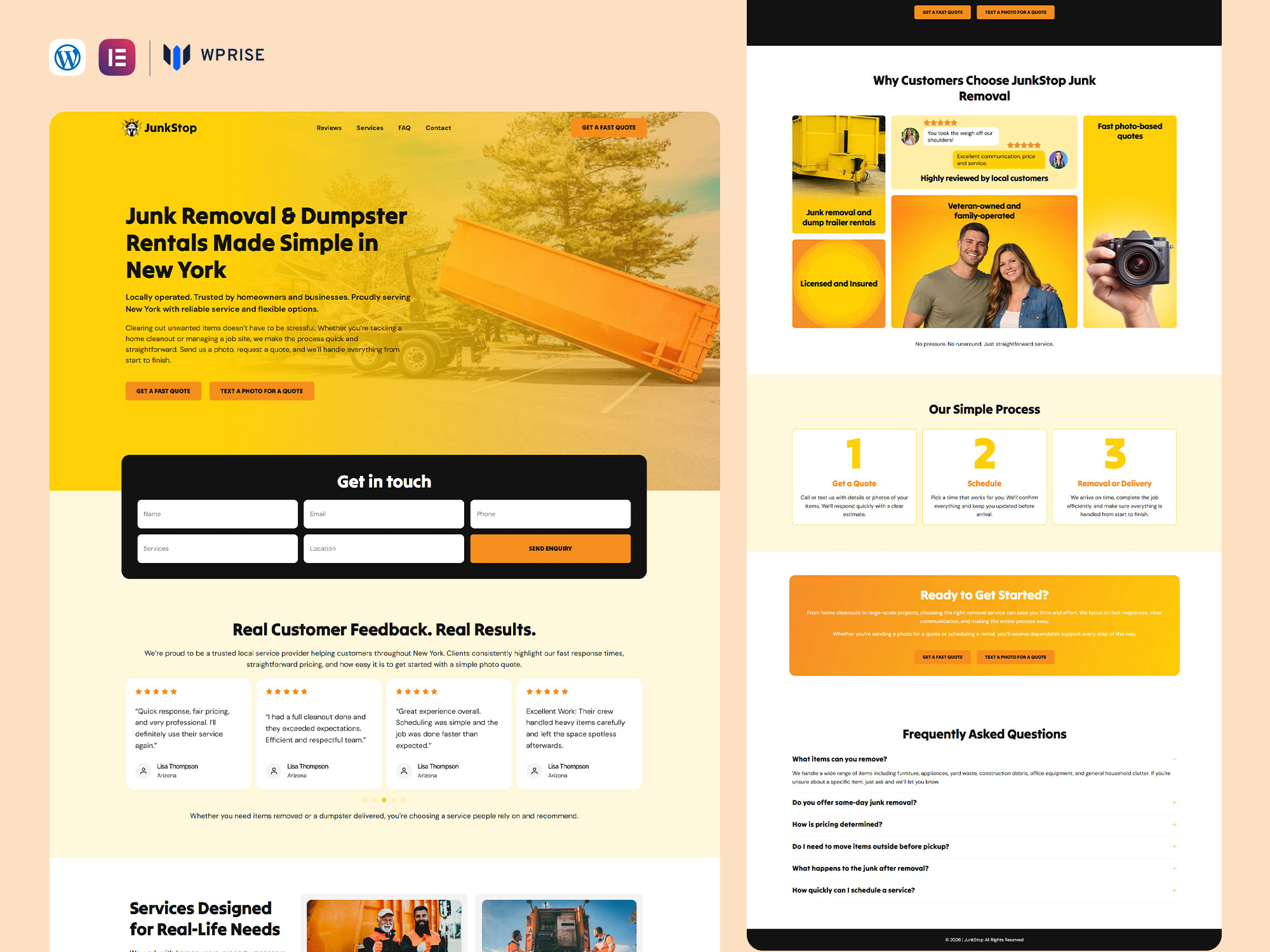 JunkStop – Junk Removal Lead Generation Landing Page