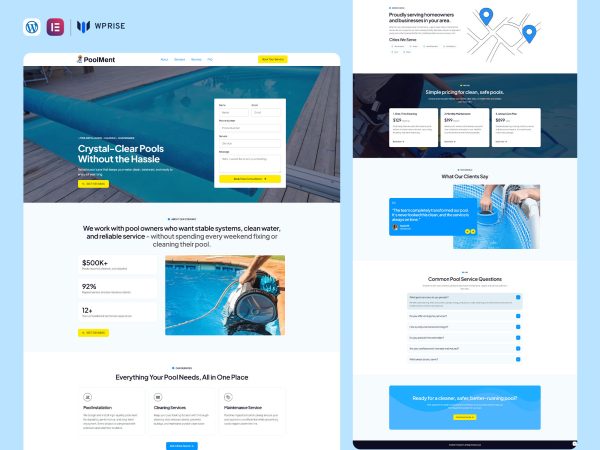 PoolMent - Pool Cleaning Landing Page for Lead Generation