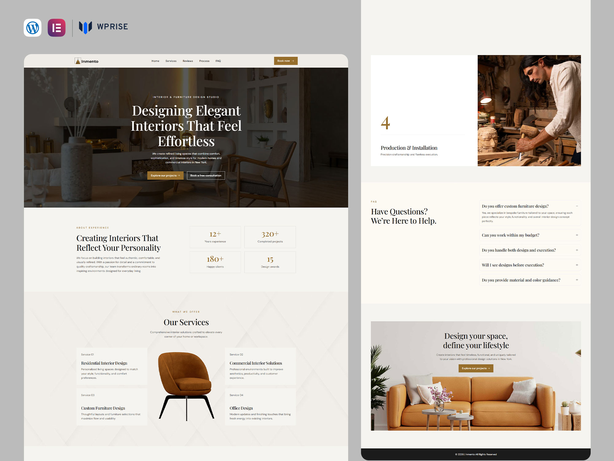 Inmento – Interior Design Landing Page - WPRise