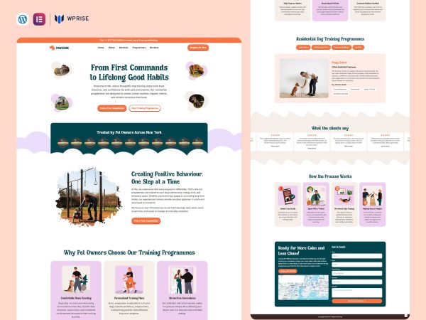 PawsCare – Paws Training Landing Page
