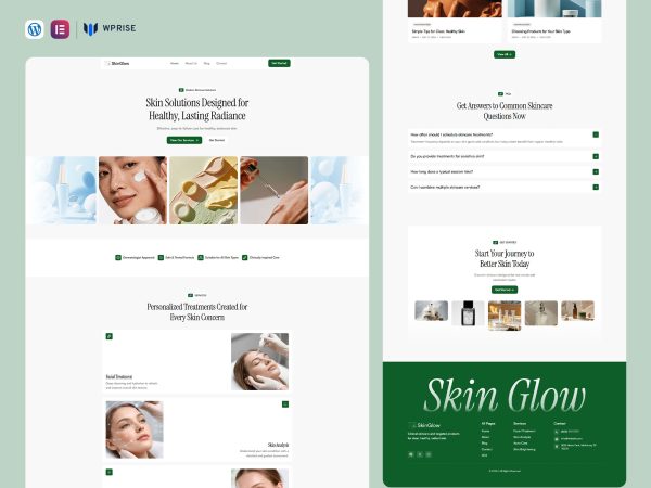 SkinGlow – Skincare Elementor Template