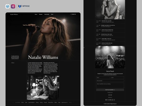 SoulNoir – Jazz and Soul Vocalist Elementor Template