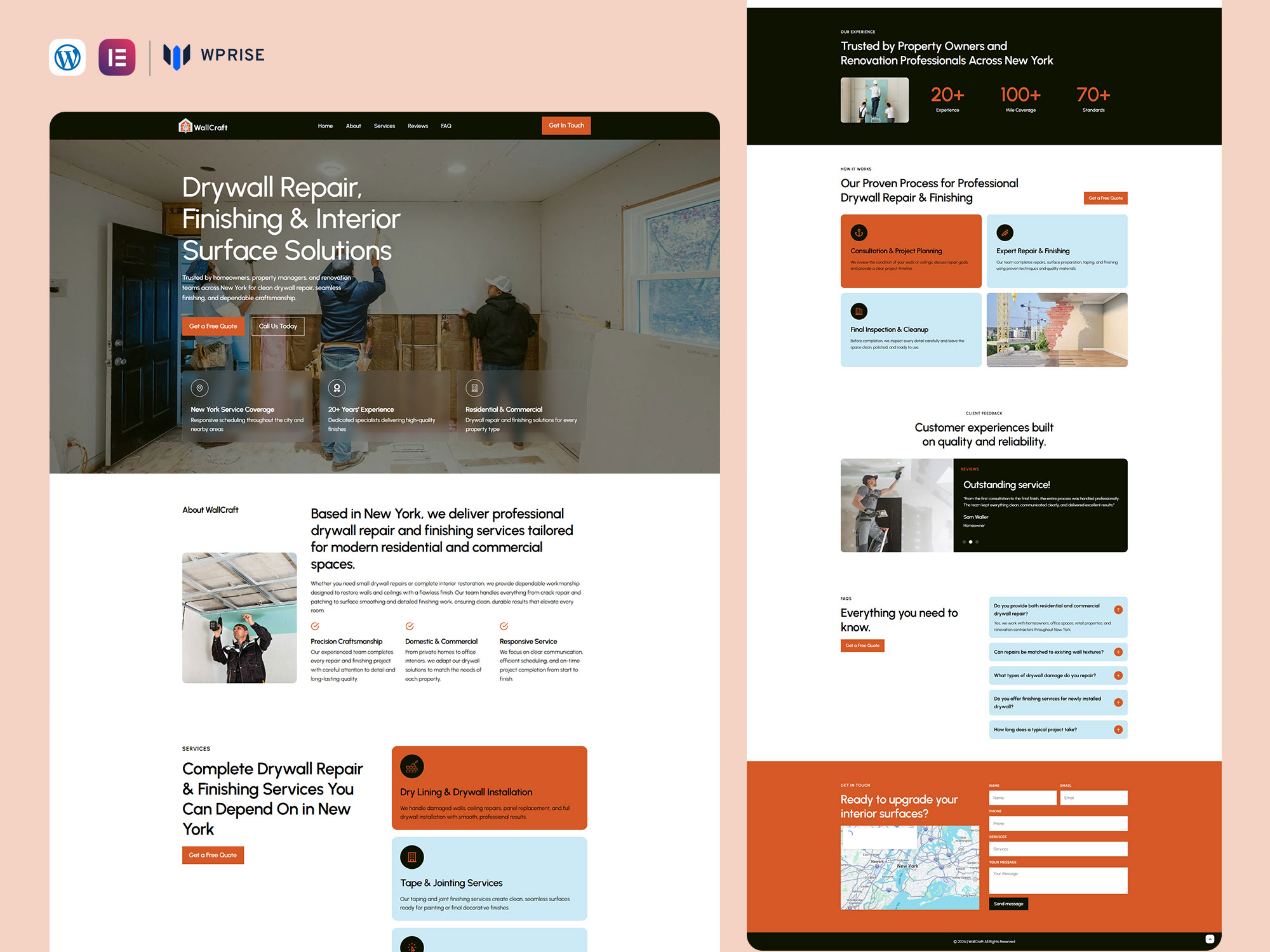 WallCraft – DryWall Landing Page for Lead Generation