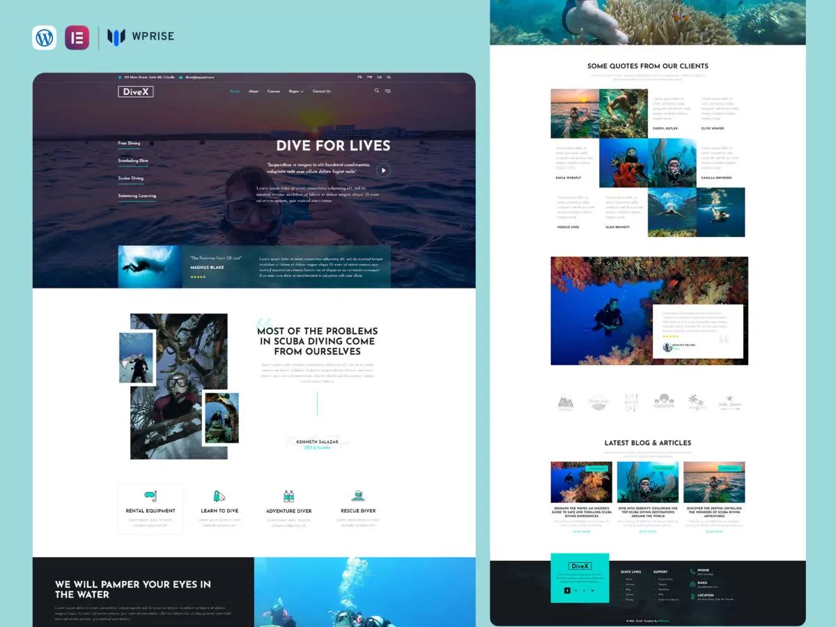 DiveX - Scuba Diving & Water Sports Elementor Template