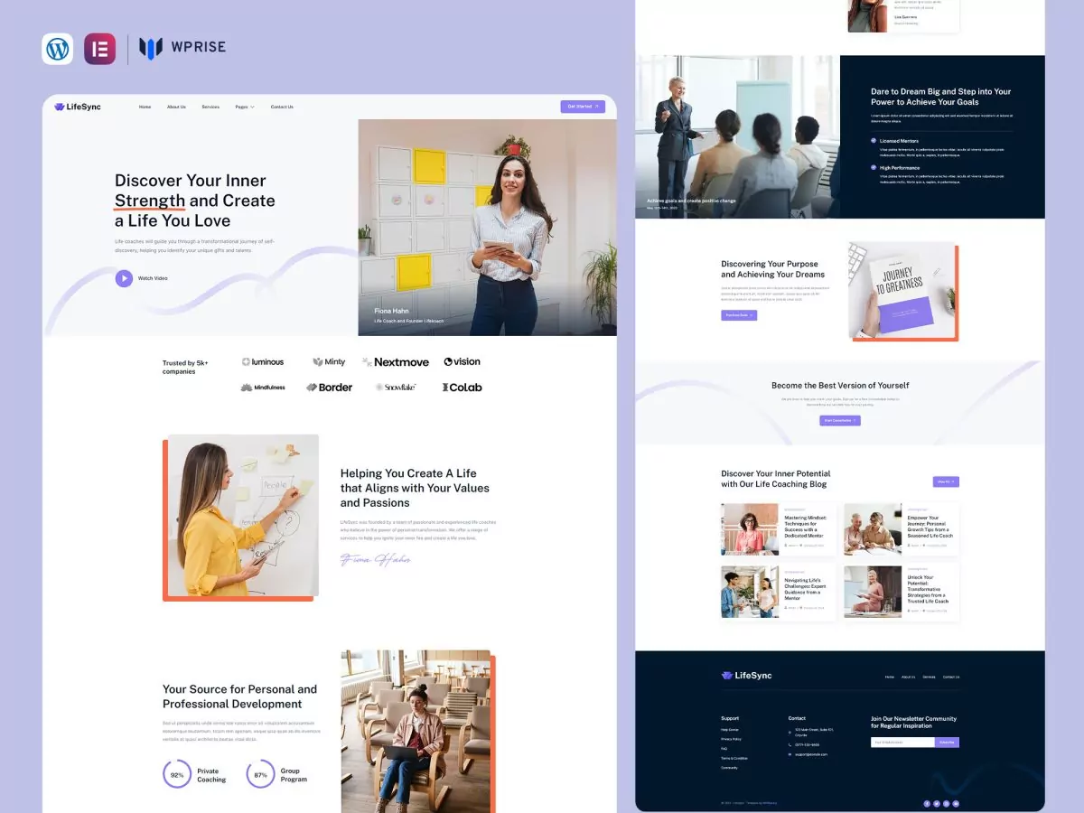 LifeSync - Life Coach & Mentor Elementor Template