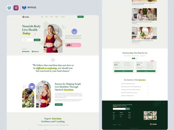 NutriMax - Nutrition Coach & Nutritionist Elementor Template