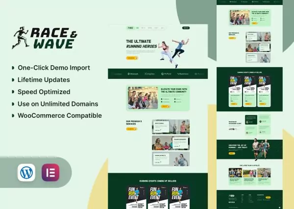 RaceWave - Running Club & Sports Events Elementor Template