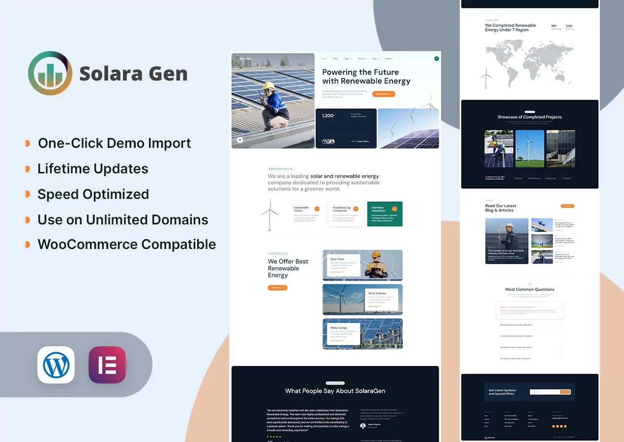 SolaraGen - Solar Panels & Renewable Energy Elementor Template