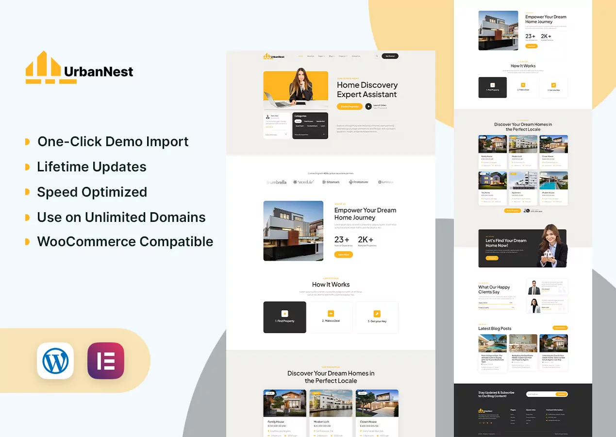 UrbanNest - Real Estate & Property Agent Elementor Template