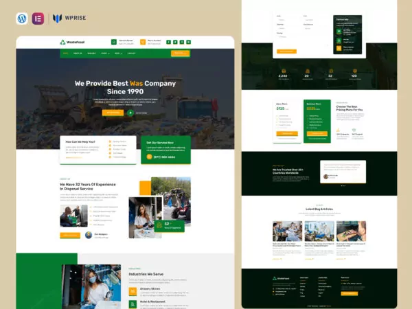 WastePosal - Waste Pickup & Disposal Services Elementor Template