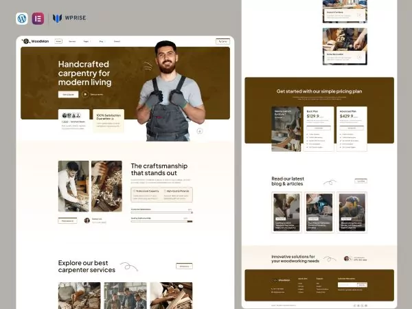 WoodMan - Carpenter & Craftsman Elementor Template