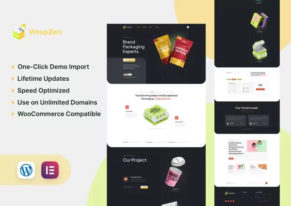WrapZen - Custom Packaging & Branding Agency Elementor Template