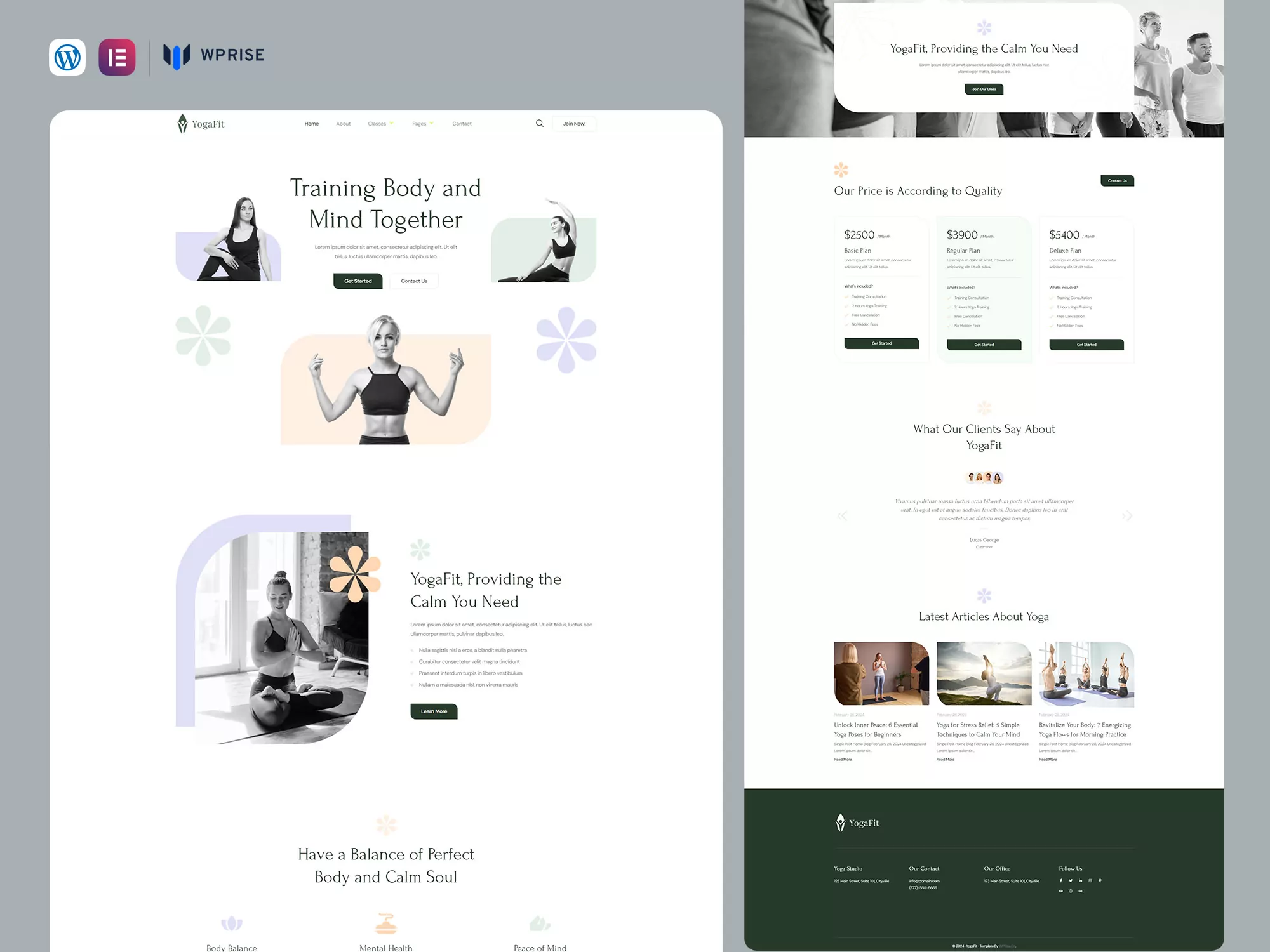 YogaFit - Yoga, Meditation & Fitness Elementor Template