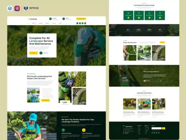 GreenScape - Landscaping & Gardening Elementor Template