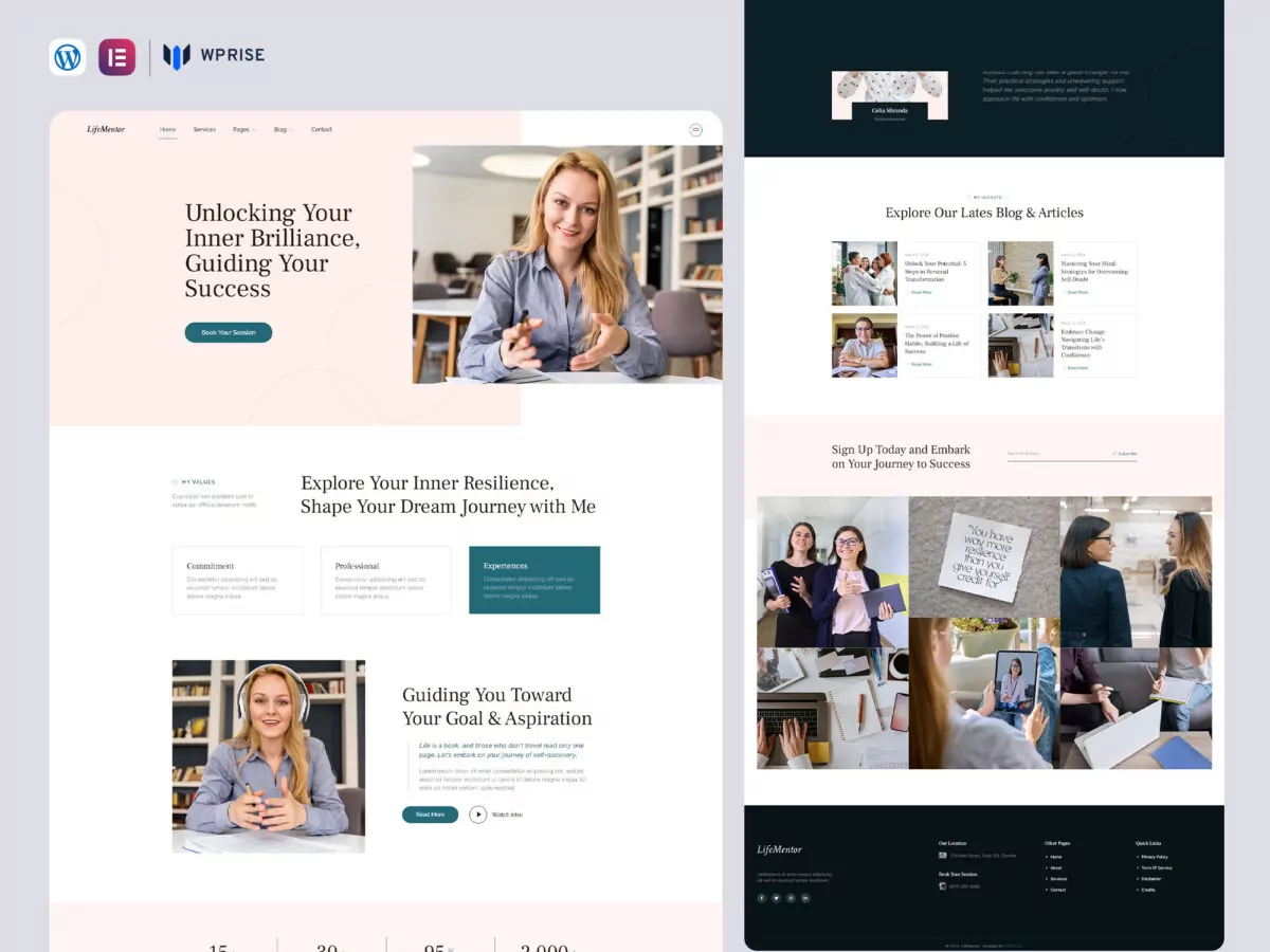 LifeMentor - Feminine Life Coach & Motivational Speaker Elementor Template