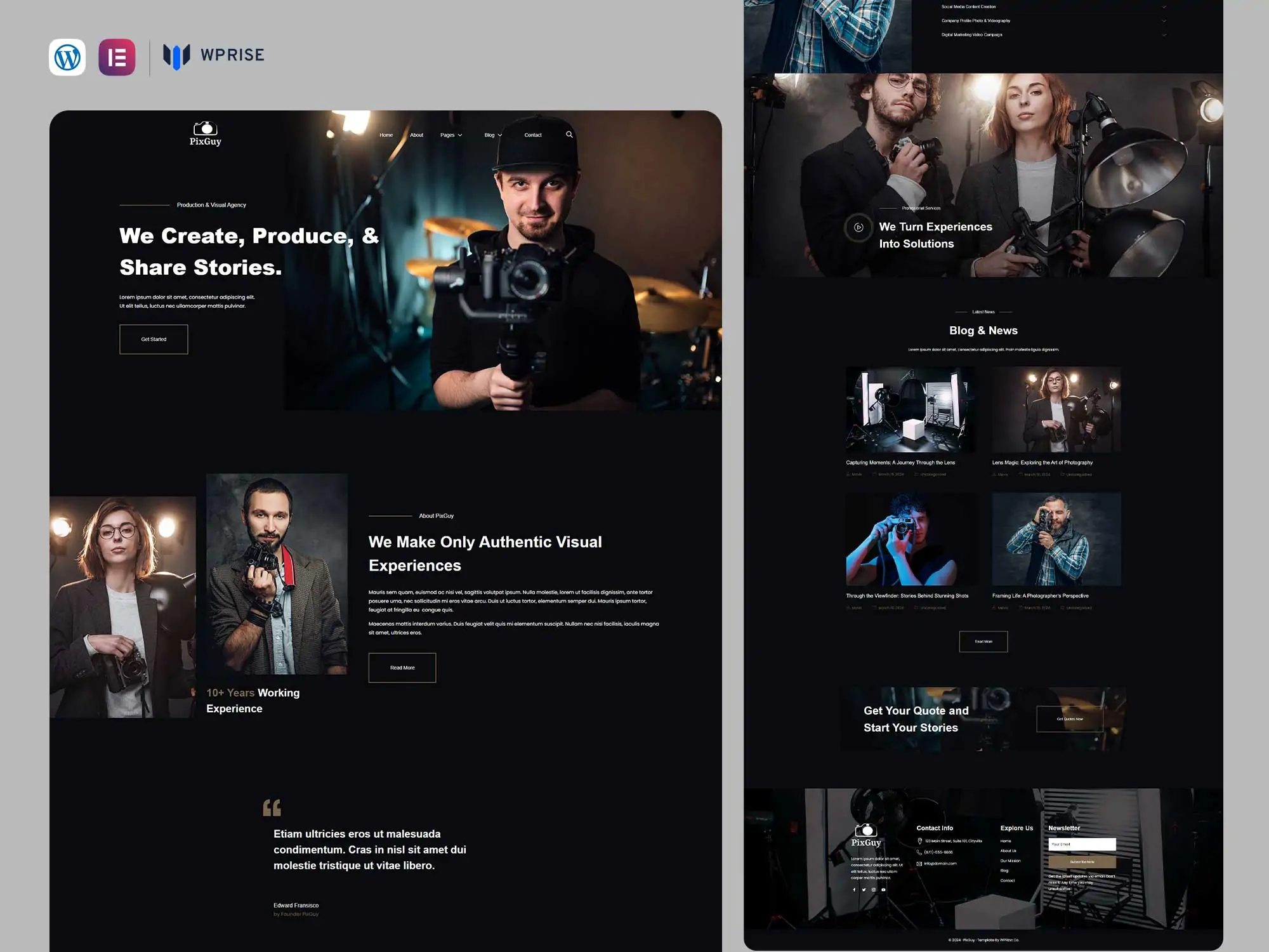 PixGuy - Photography Portfolio & Creative Agency Elementor Template
