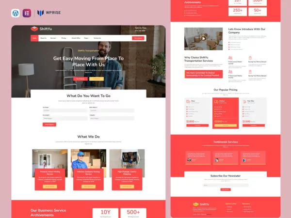 ShiftYu - Moving and Logistics Solution Elementor Template