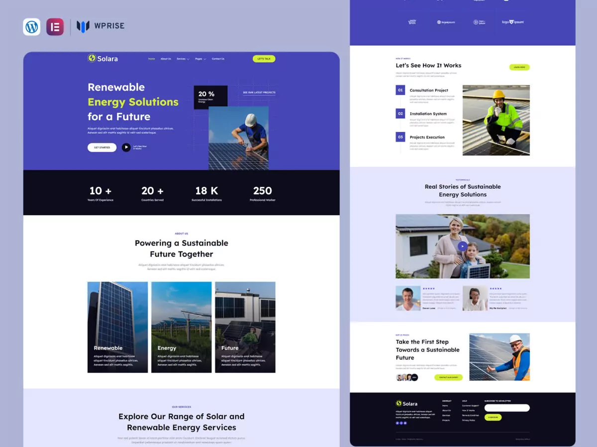 Solara - Solar & Renewable Energy Elementor Template