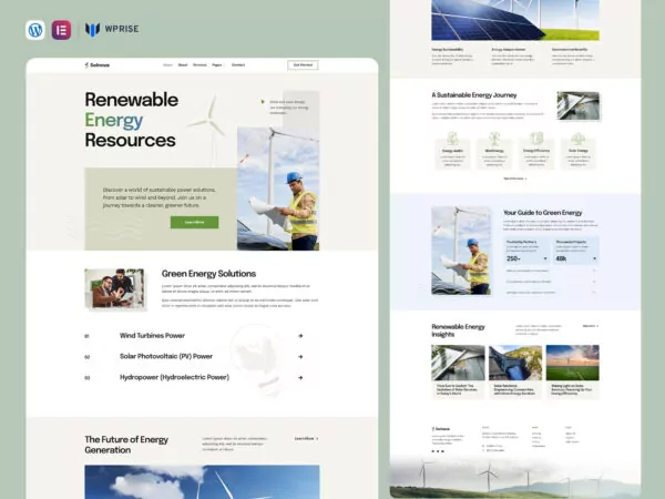 Solnova - Solar & Renewable Energy Elementor Template