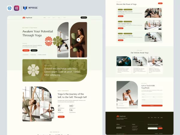 YogaTreats - Yoga Studio & Meditation Elementor Template
