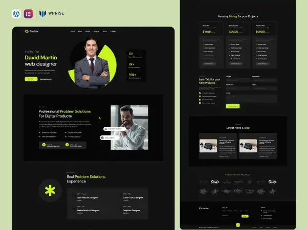 Aether - Personal Portfolio Elementor Template