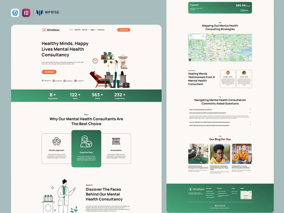 BlissBase - Mental Health Consultant Elementor Template