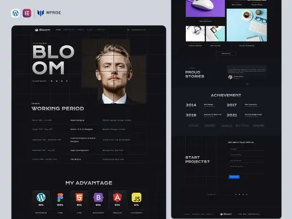 Bloom - Personal Portfolio Elementor Template