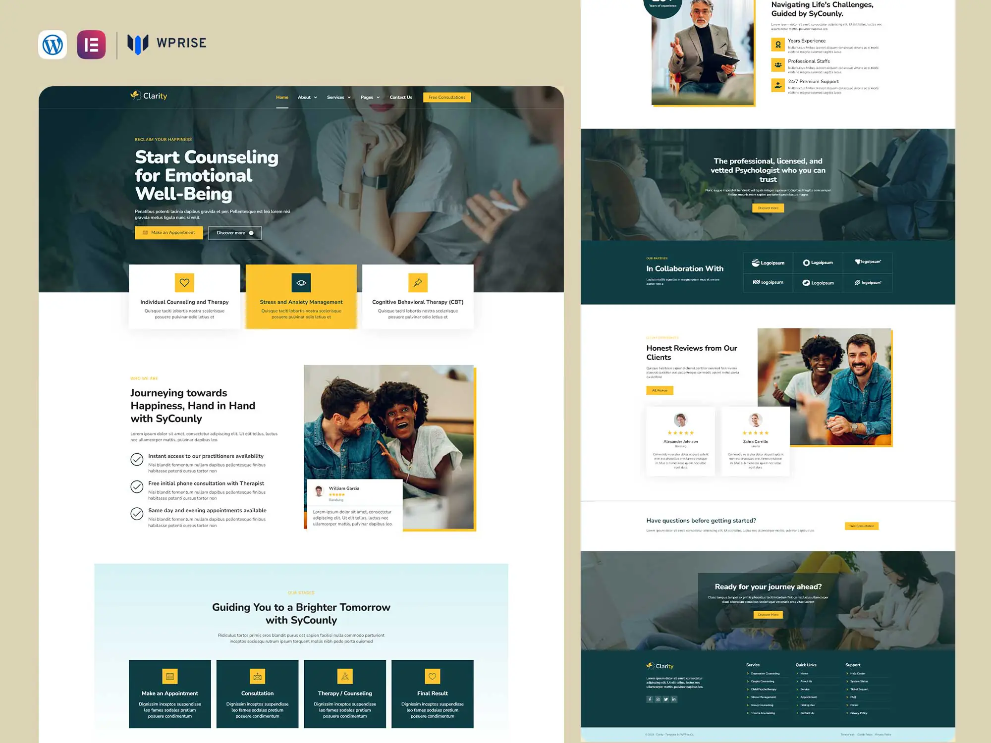 Clarity - Psychology & Counseling Services Elementor Template
