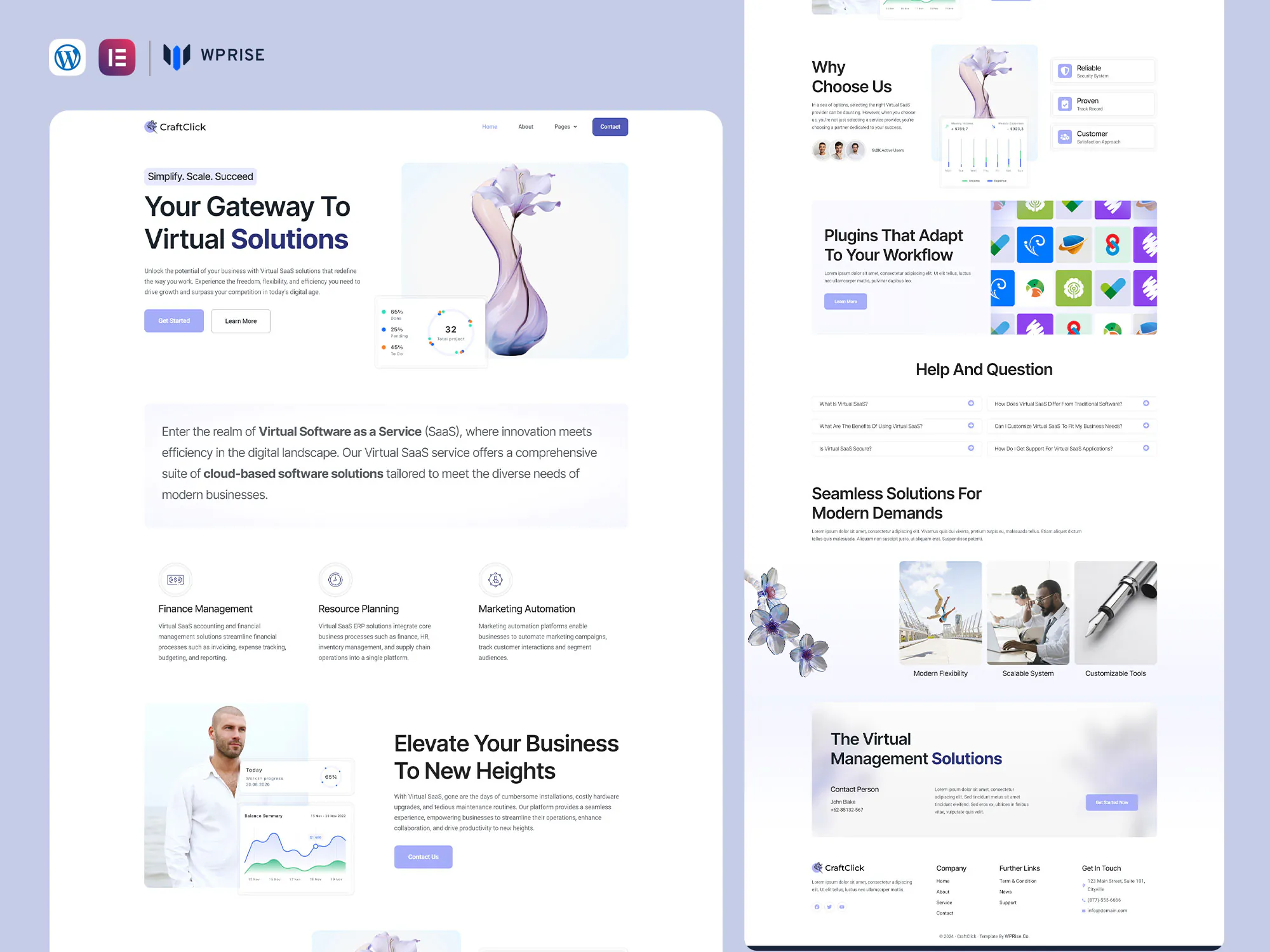 CraftClick - Saas & Virtual Agency Elementor Template