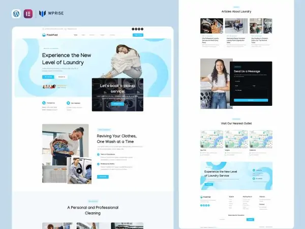 FreshFold Laundry Service & Dry Cleaning Elementor Template