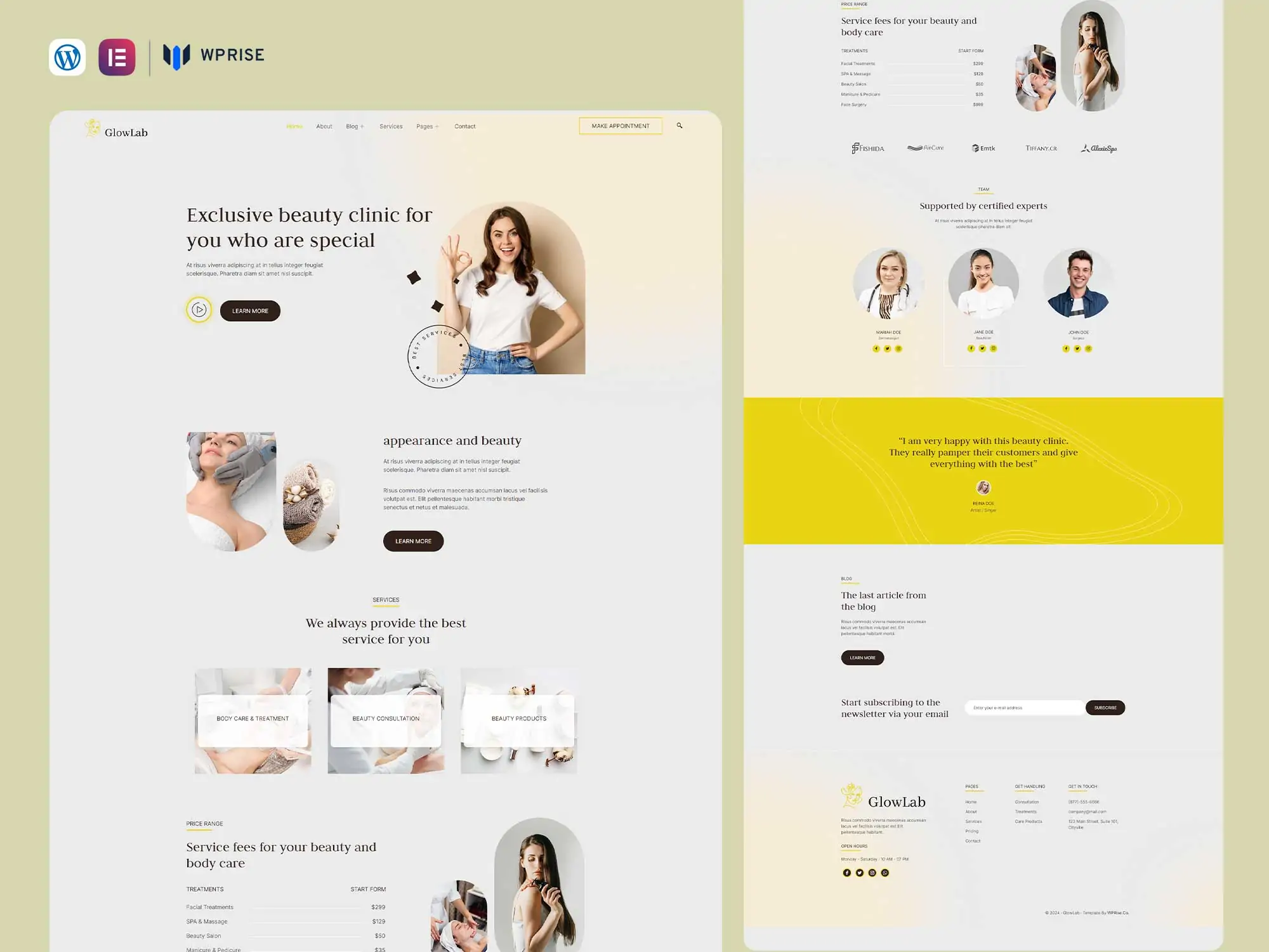 GlowLab - Beauty Clinic & Dermatology Elementor Template