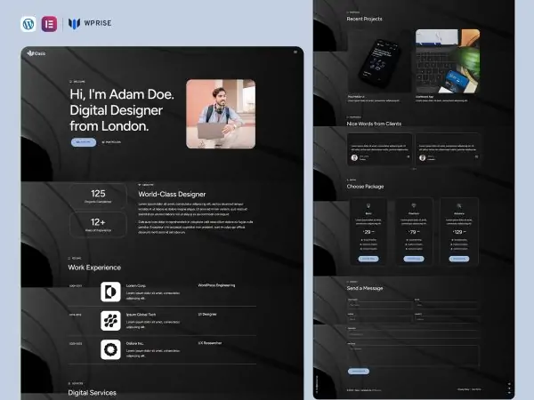 Oasis Personal Portfolios & Resume Elementor Template