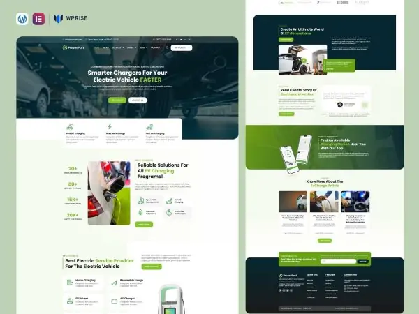 PowerPort - Electric Vehicle & Charging Station Elementor Template