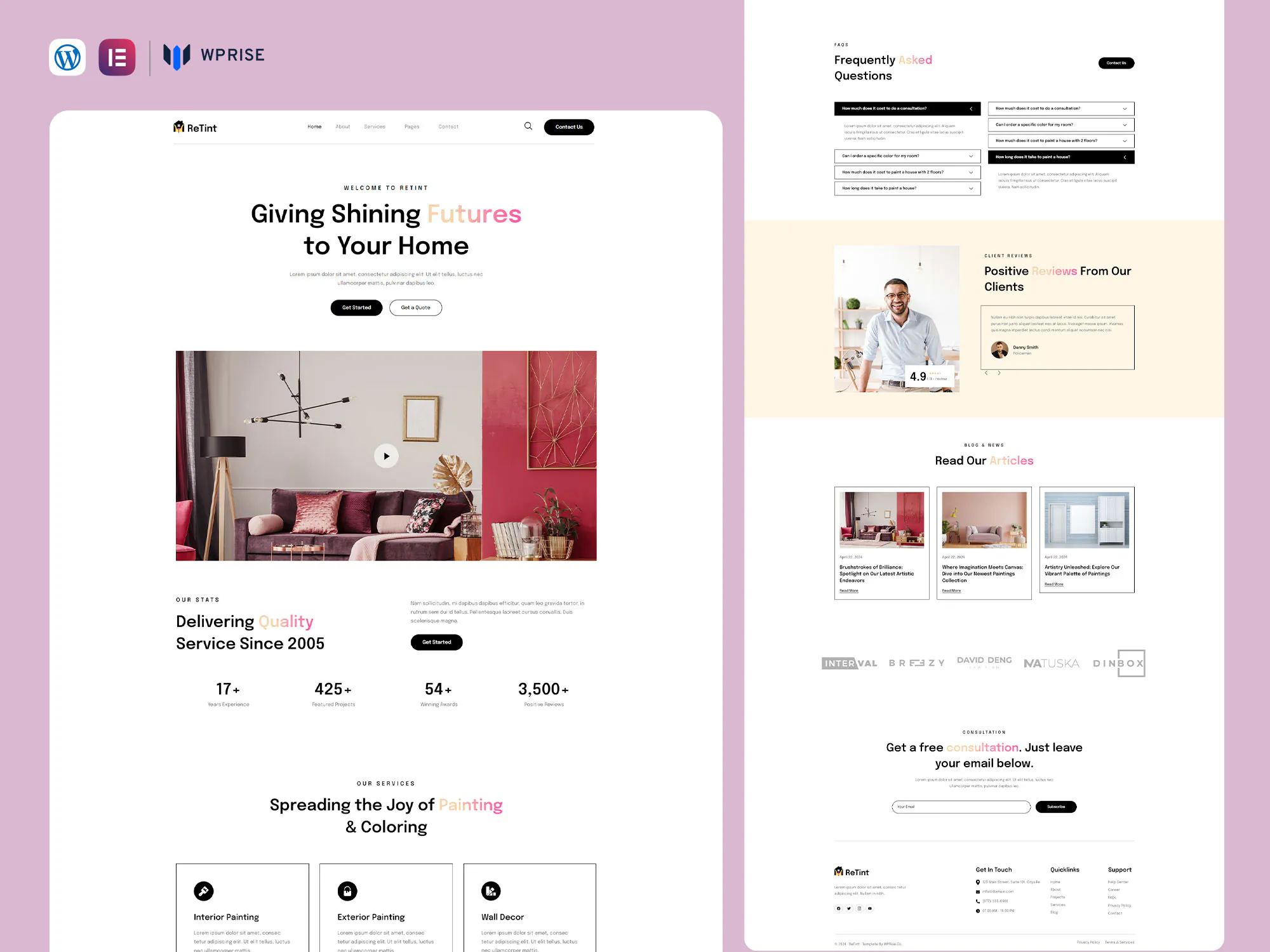 ReTint - Painting & Wallpapering Service Elementor Template