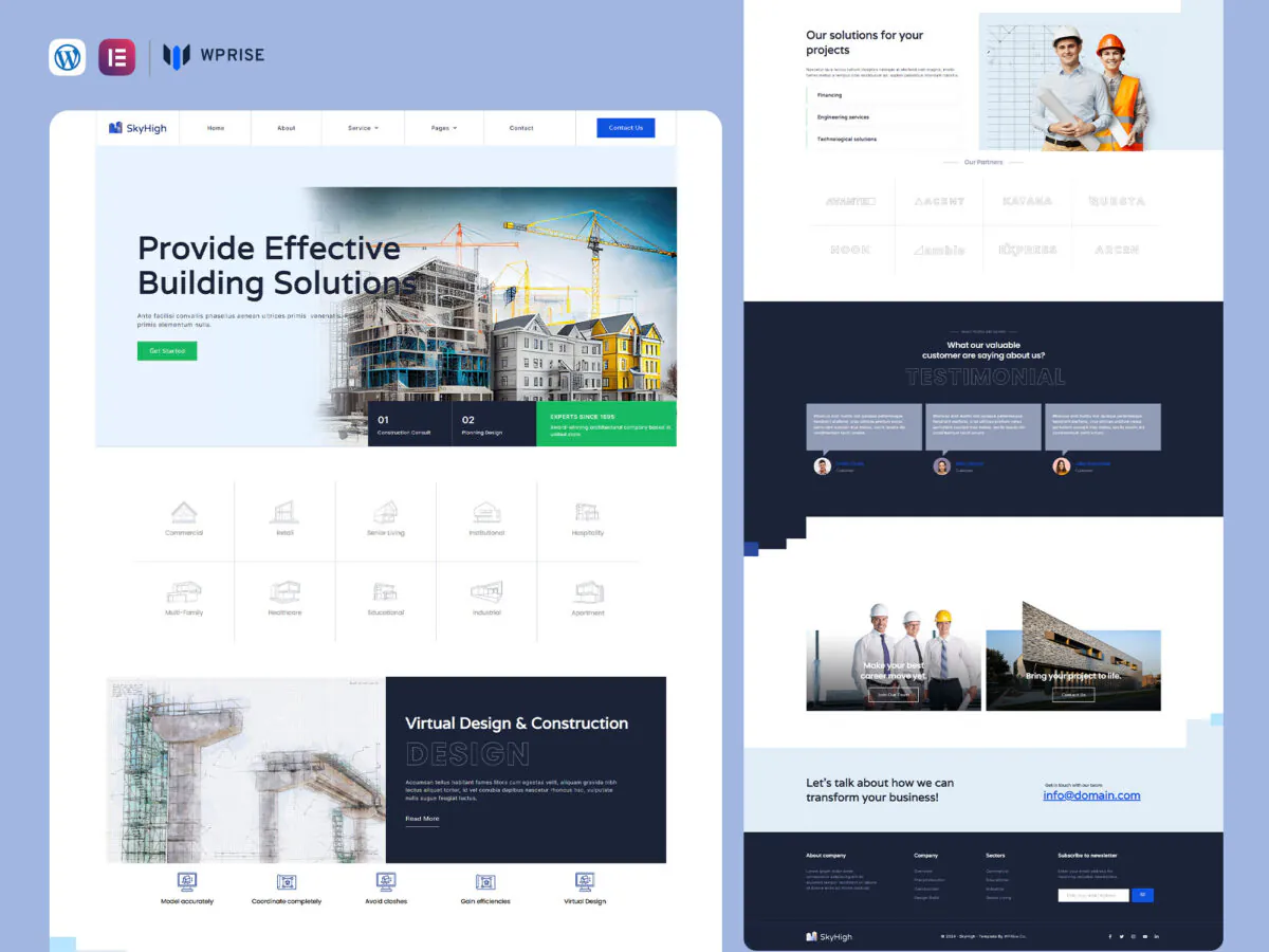 SkyHigh - Construction & Building Elementor Template