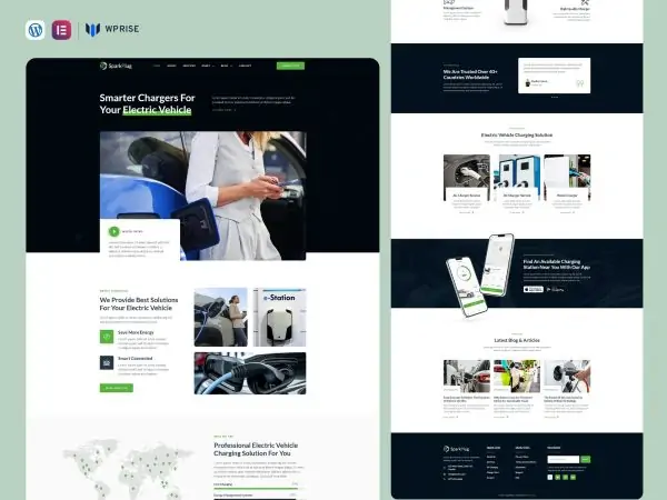 SparkPlug - Electric Vehicle & Charging Station Elementor Template