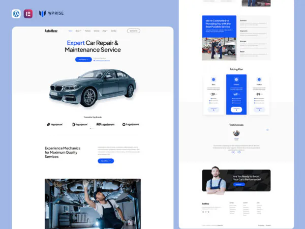 AutoMenz - Car Repair & Auto Services Elementor Template