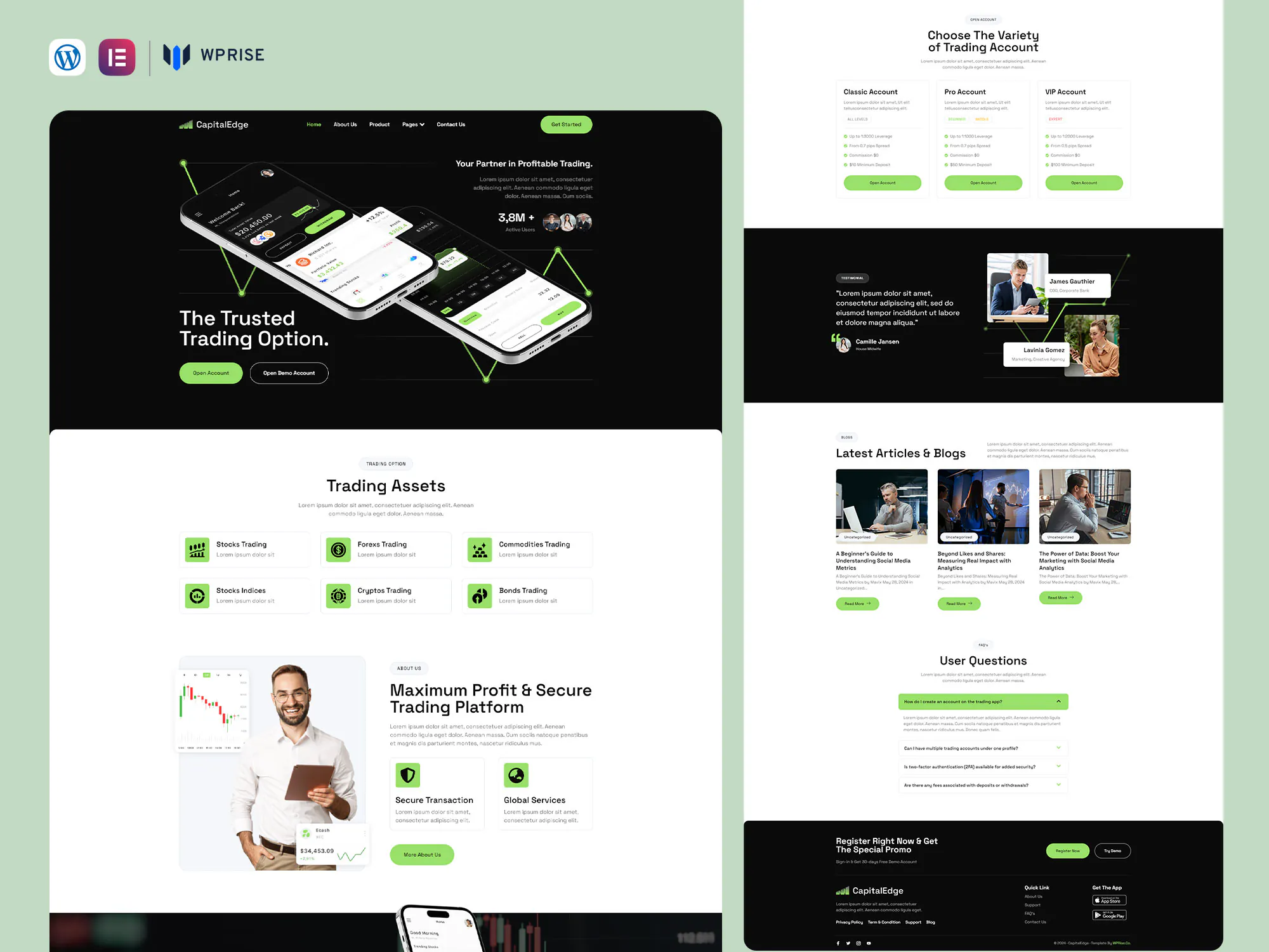 CapitalEdge - Trading Broker & Investment Elementor Template