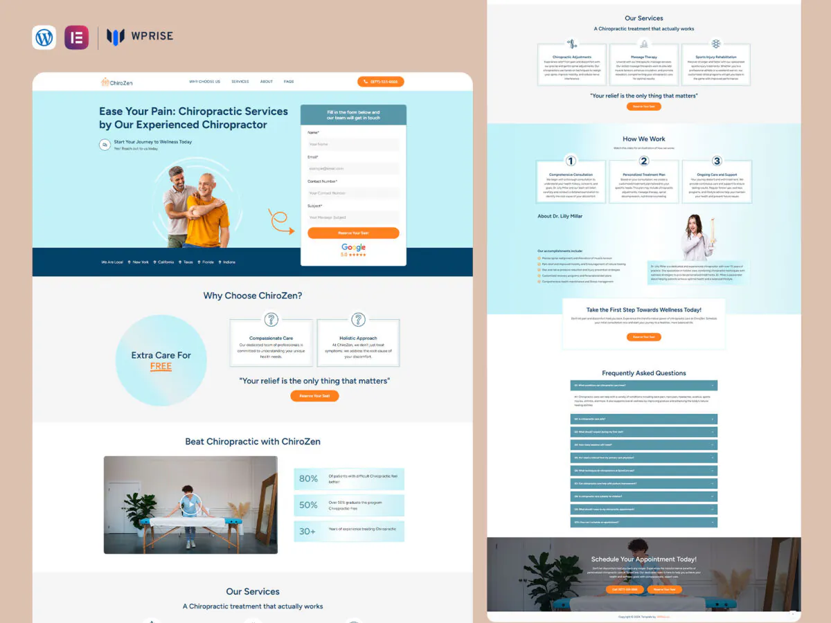 ChiroZen - Chiropractic Treatment Lead Generation Landing Page