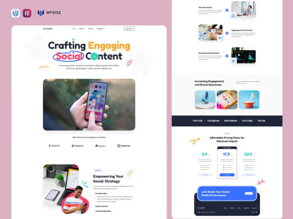 ClickNet - Social Media Marketing Agency Elementor Template