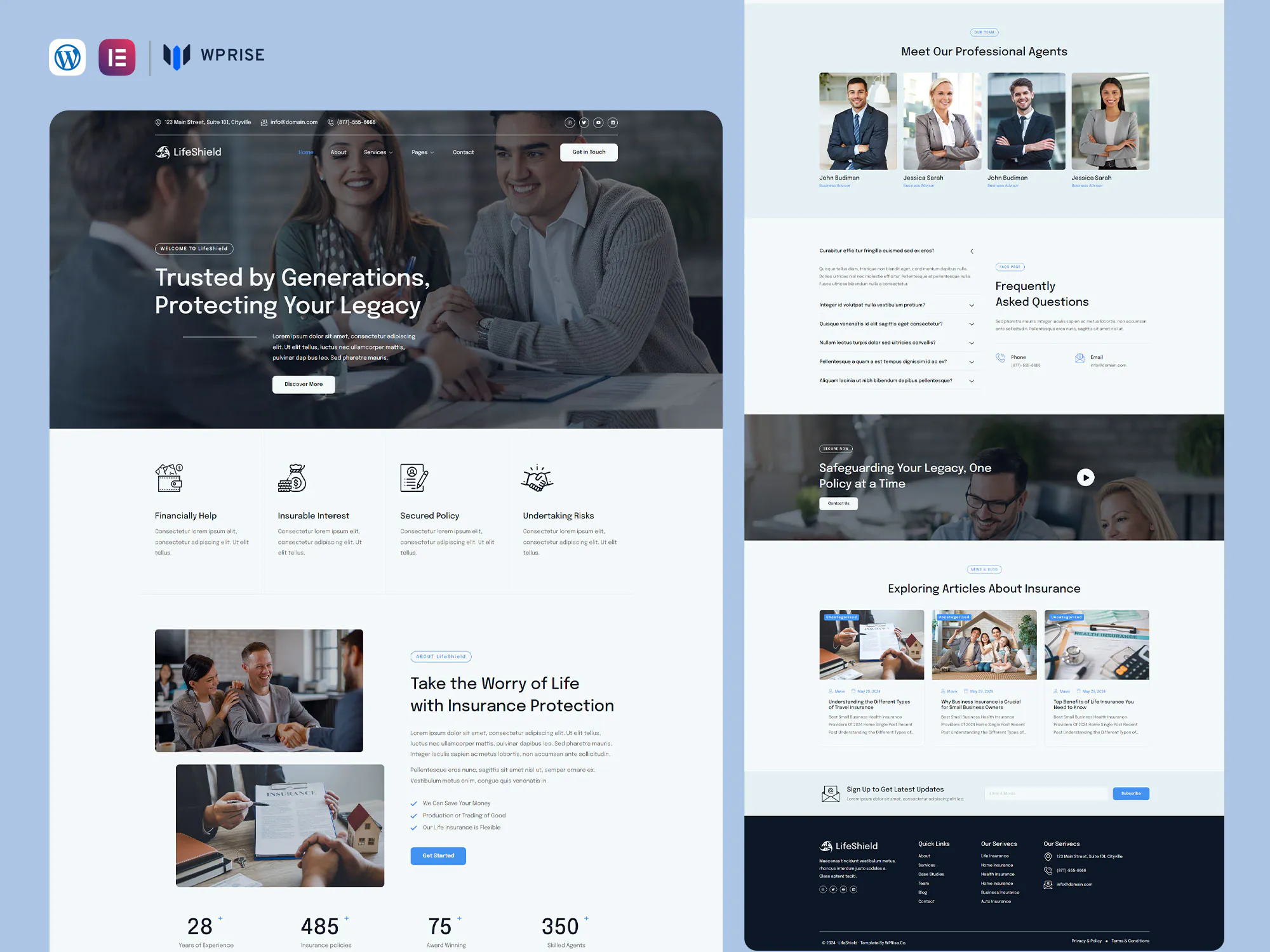 LifeShield - Insurance Agency Elementor Template