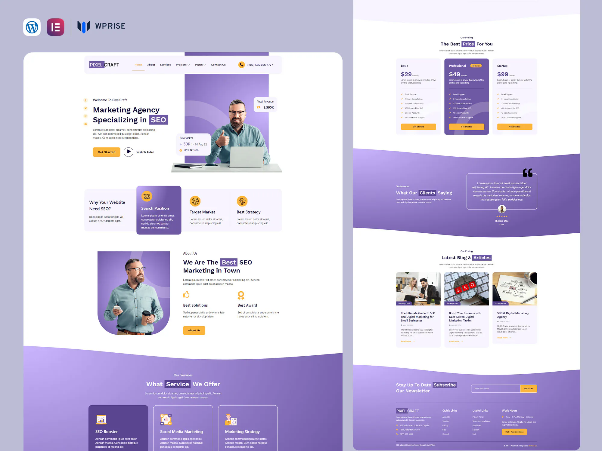 PixelCraft - SEO & Digital Marketing Agency Elementor Template