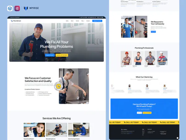 PlumbCare - Premium Plumbing Services Elementor Template