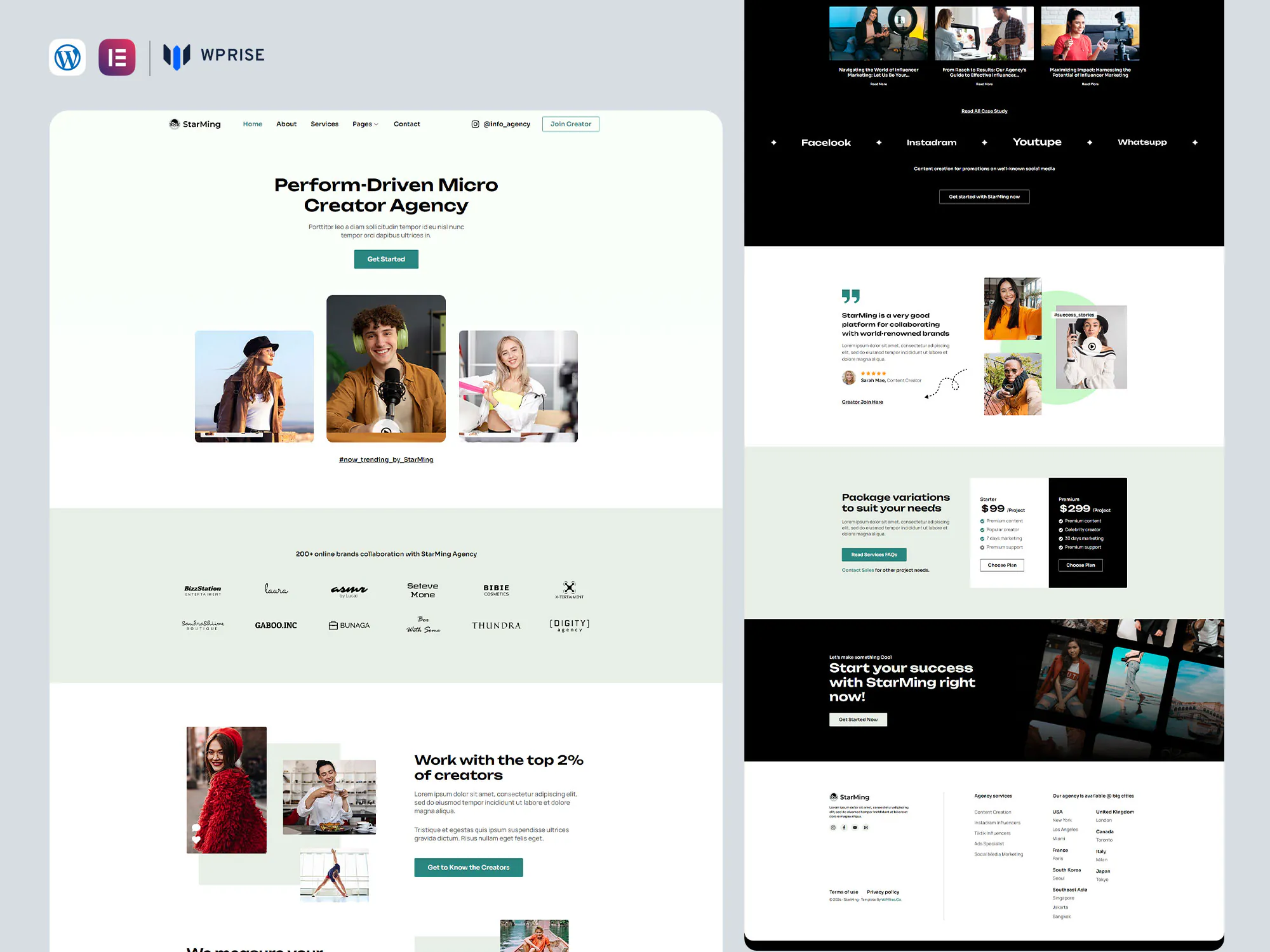 StarMing - Influencer Marketing Agency Elementor Template