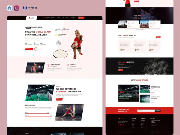 SwiftAce - Badminton School & Sports Club Elementor Template