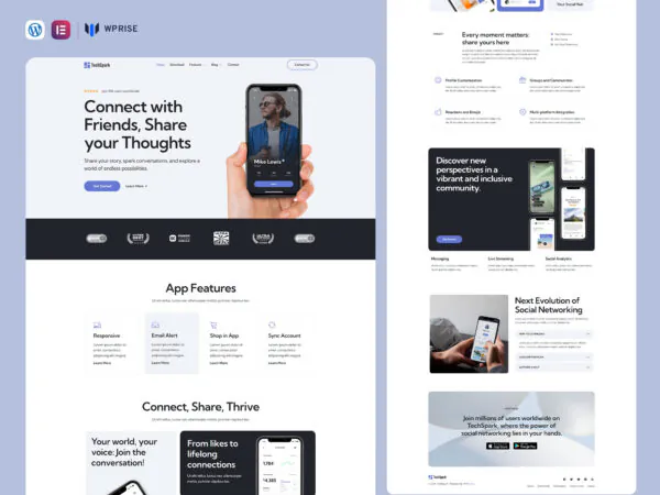 TechSpark - Mobile App & Startup Showcase Elementor Template